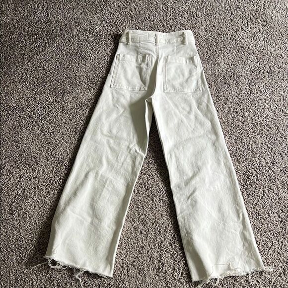 Zara high waisted wide leg cream denim pants - Picture 5 of 7
